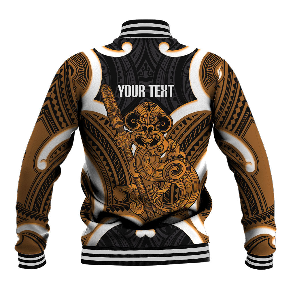 Karaka Aotearoa Atua Tumatauenga Personalised Baseball Jacket Maori God Of War Tiki With Taiaha