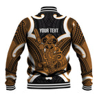 Karaka Aotearoa Atua Tumatauenga Personalised Baseball Jacket Maori God Of War Tiki With Taiaha