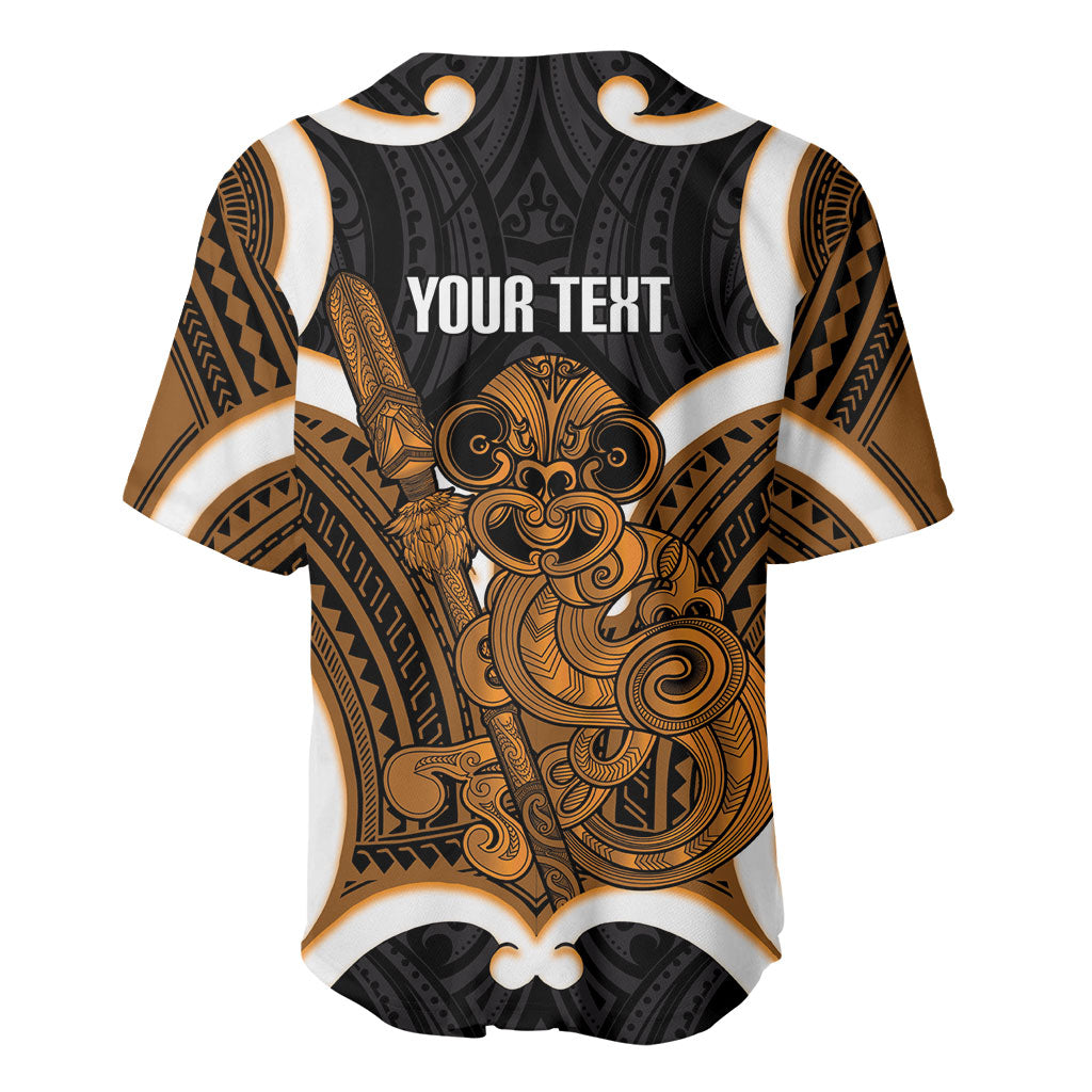 Karaka Aotearoa Atua Tumatauenga Personalised Baseball Jersey Maori God Of War Tiki With Taiaha