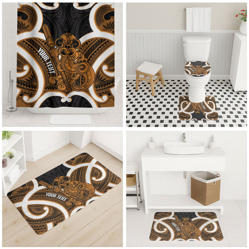 Karaka Aotearoa Atua Tumatauenga Personalised Bathroom Set Maori God Of War Tiki With Taiaha