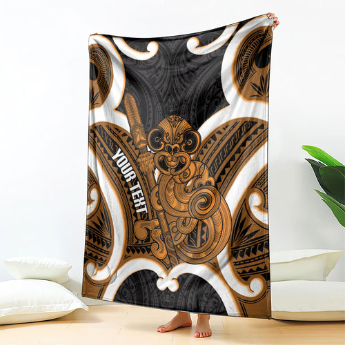 Karaka Aotearoa Atua Tumatauenga Personalised Blanket Maori God Of War Tiki With Taiaha