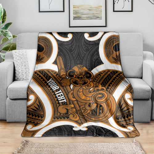 Karaka Aotearoa Atua Tumatauenga Personalised Blanket Maori God Of War Tiki With Taiaha