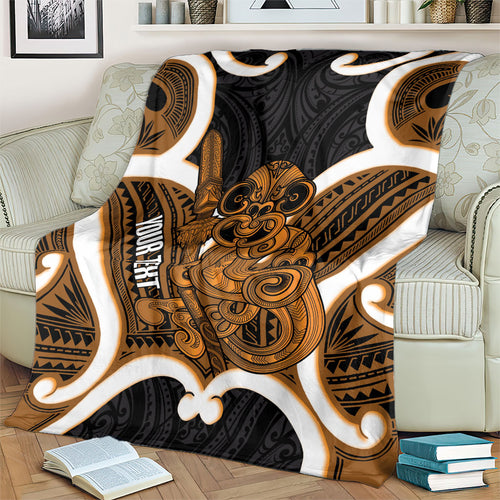 Karaka Aotearoa Atua Tumatauenga Personalised Blanket Maori God Of War Tiki With Taiaha