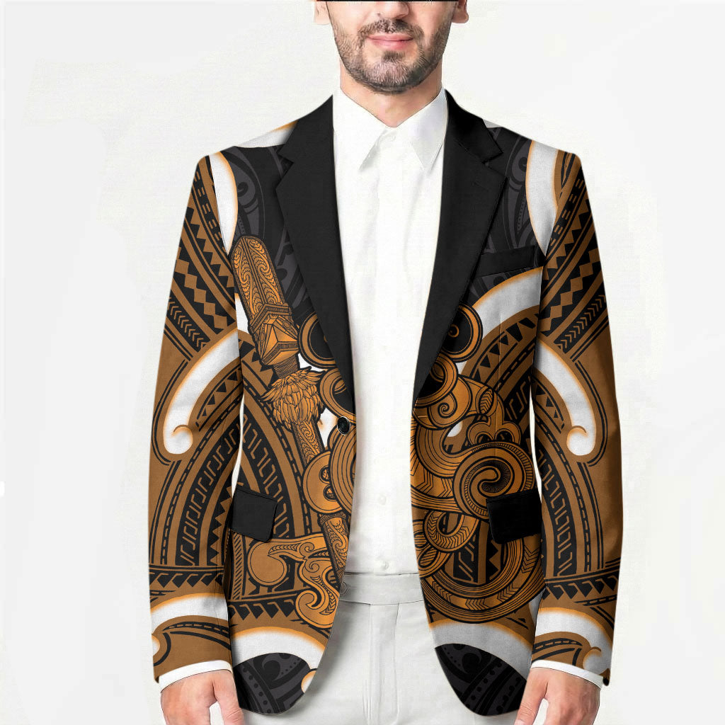 Karaka Aotearoa Atua Tumatauenga Personalised Blazer Maori God Of War Tiki With Taiaha