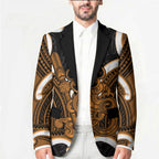 Karaka Aotearoa Atua Tumatauenga Personalised Blazer Maori God Of War Tiki With Taiaha