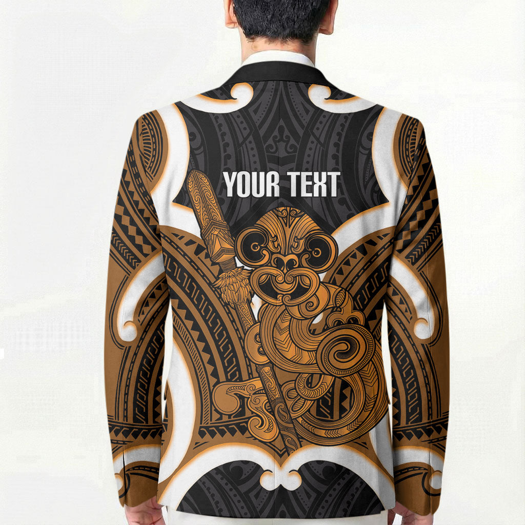 Karaka Aotearoa Atua Tumatauenga Personalised Blazer Maori God Of War Tiki With Taiaha