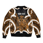 Karaka Aotearoa Atua Tumatauenga Personalised Bomber Jacket Maori God Of War Tiki With Taiaha