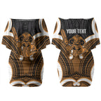 Karaka Aotearoa Atua Tumatauenga Personalised Couples Matching Off Shoulder Short Dress and Hawaiian Shirt Maori God Of War Tiki With Taiaha