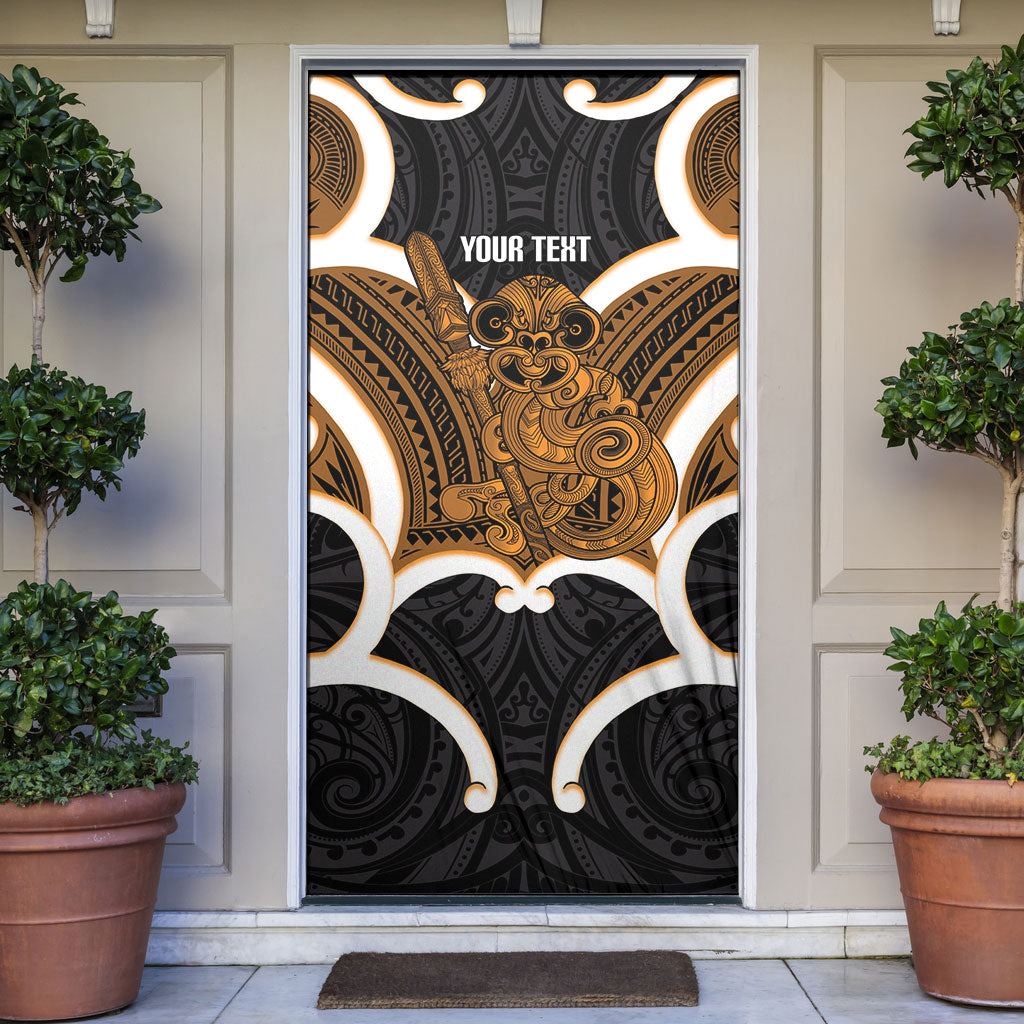 Karaka Aotearoa Atua Tumatauenga Personalised Door Cover Maori God Of War Tiki With Taiaha