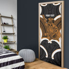 Karaka Aotearoa Atua Tumatauenga Personalised Door Cover Maori God Of War Tiki With Taiaha