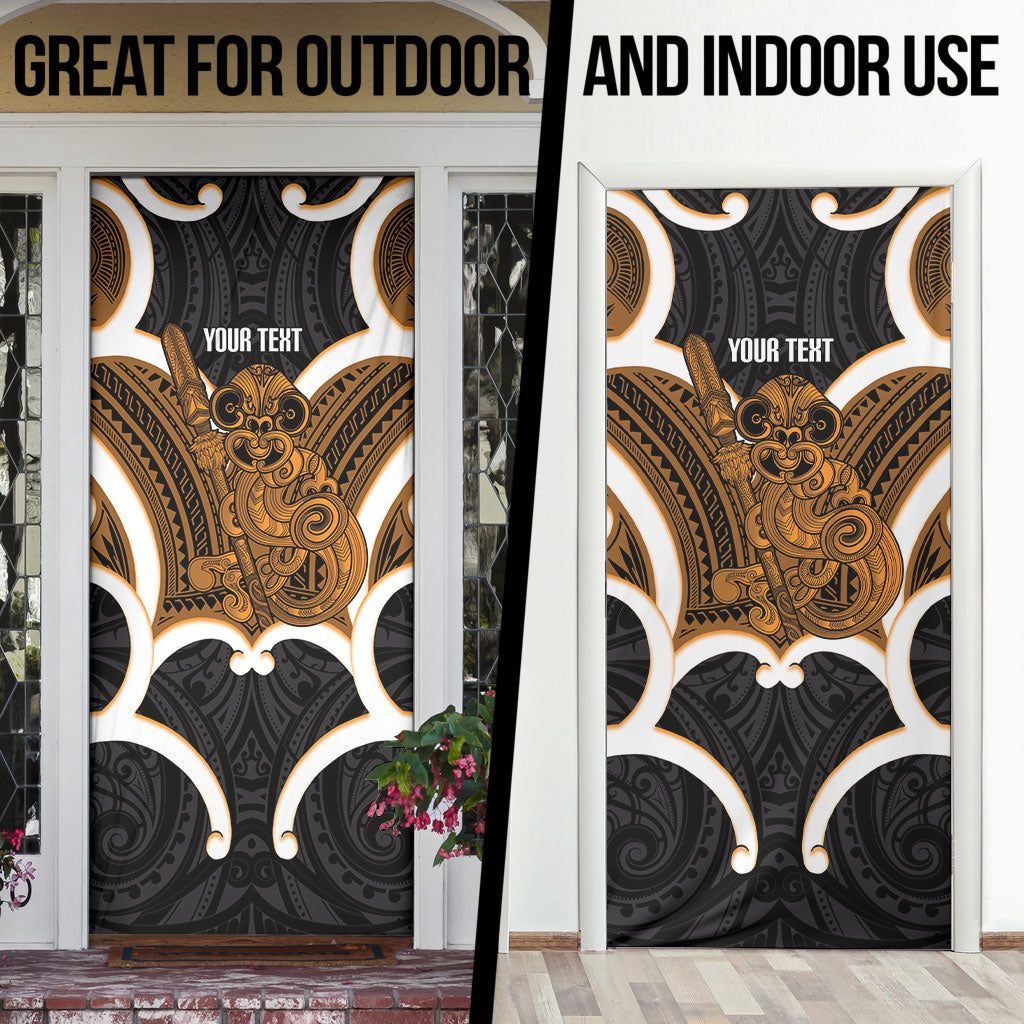 Karaka Aotearoa Atua Tumatauenga Personalised Door Cover Maori God Of War Tiki With Taiaha