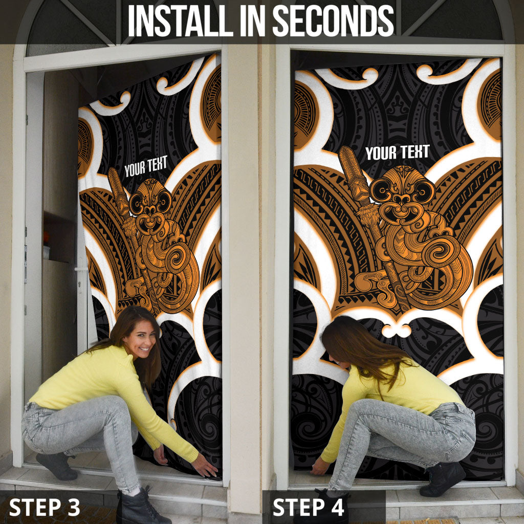 Karaka Aotearoa Atua Tumatauenga Personalised Door Cover Maori God Of War Tiki With Taiaha