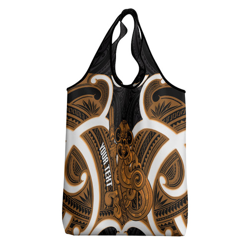 Karaka Aotearoa Atua Tumatauenga Personalised Grocery Bag Maori God Of War Tiki With Taiaha