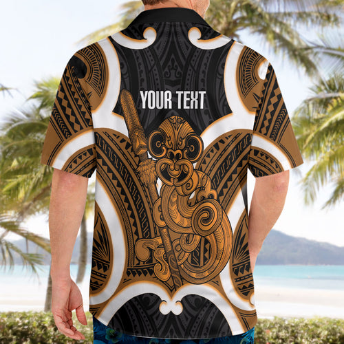 Karaka Aotearoa Atua Tumatauenga Personalised Hawaiian Shirt Maori God Of War Tiki With Taiaha