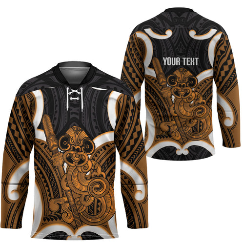 Karaka Aotearoa Atua Tumatauenga Personalised Hockey Jersey Maori God Of War Tiki With Taiaha