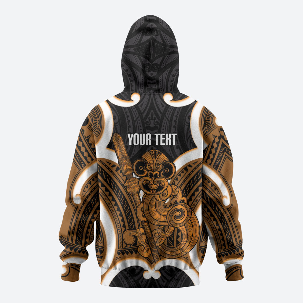 Karaka Aotearoa Atua Tumatauenga Personalised Hoodie Maori God Of War Tiki With Taiaha
