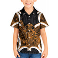 Karaka Aotearoa Atua Tumatauenga Personalised Kid Hawaiian Shirt Maori God Of War Tiki With Taiaha