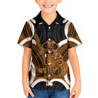 Karaka Aotearoa Atua Tumatauenga Personalised Kid Hawaiian Shirt Maori God Of War Tiki With Taiaha