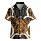 Karaka Aotearoa Atua Tumatauenga Personalised Kid Hawaiian Shirt Maori God Of War Tiki With Taiaha
