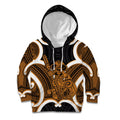 Karaka Aotearoa Atua Tumatauenga Personalised Kid Hoodie Maori God Of War Tiki With Taiaha