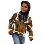 Karaka Aotearoa Atua Tumatauenga Personalised Kid Hoodie Maori God Of War Tiki With Taiaha