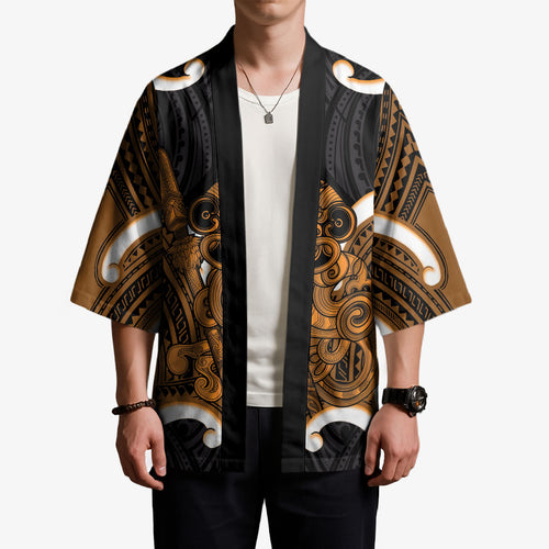 Karaka Aotearoa Atua Tumatauenga Personalised Kimono Maori God Of War Tiki With Taiaha