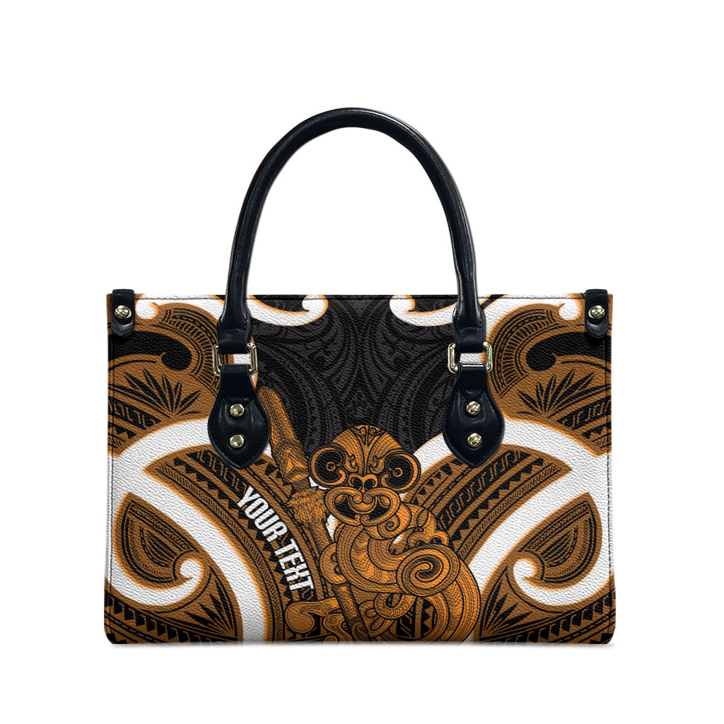 Karaka Aotearoa Atua Tumatauenga Personalised Leather Bag Maori God Of War Tiki With Taiaha