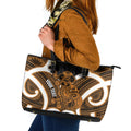 Karaka Aotearoa Atua Tumatauenga Personalised Leather Tote Bag Maori God Of War Tiki With Taiaha