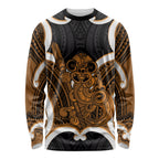 Karaka Aotearoa Atua Tumatauenga Personalised Long Sleeve Shirt Maori God Of War Tiki With Taiaha