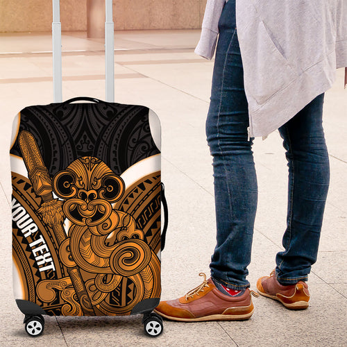 Karaka Aotearoa Atua Tumatauenga Personalised Luggage Cover Maori God Of War Tiki With Taiaha