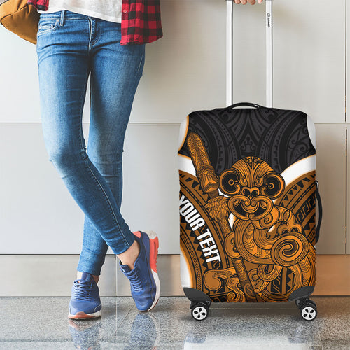 Karaka Aotearoa Atua Tumatauenga Personalised Luggage Cover Maori God Of War Tiki With Taiaha