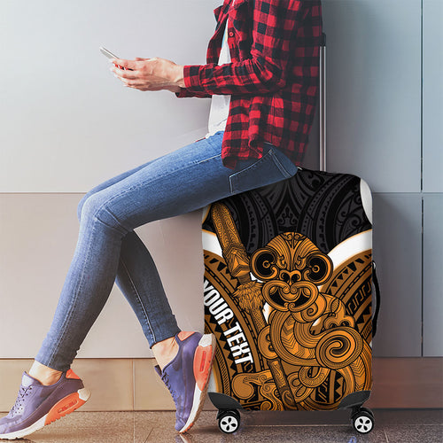 Karaka Aotearoa Atua Tumatauenga Personalised Luggage Cover Maori God Of War Tiki With Taiaha