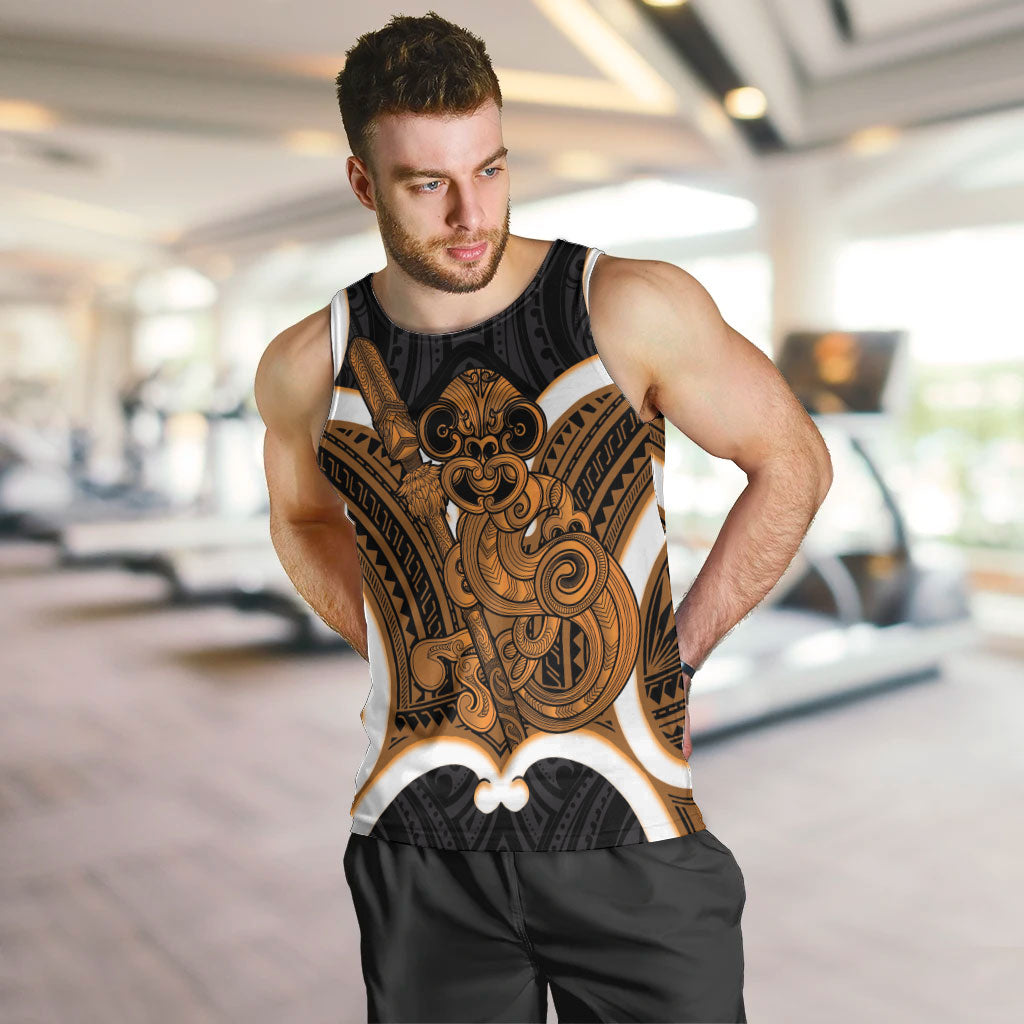 Karaka Aotearoa Atua Tumatauenga Personalised Men Tank Top Maori God Of War Tiki With Taiaha