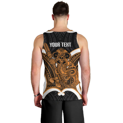 Karaka Aotearoa Atua Tumatauenga Personalised Men Tank Top Maori God Of War Tiki With Taiaha
