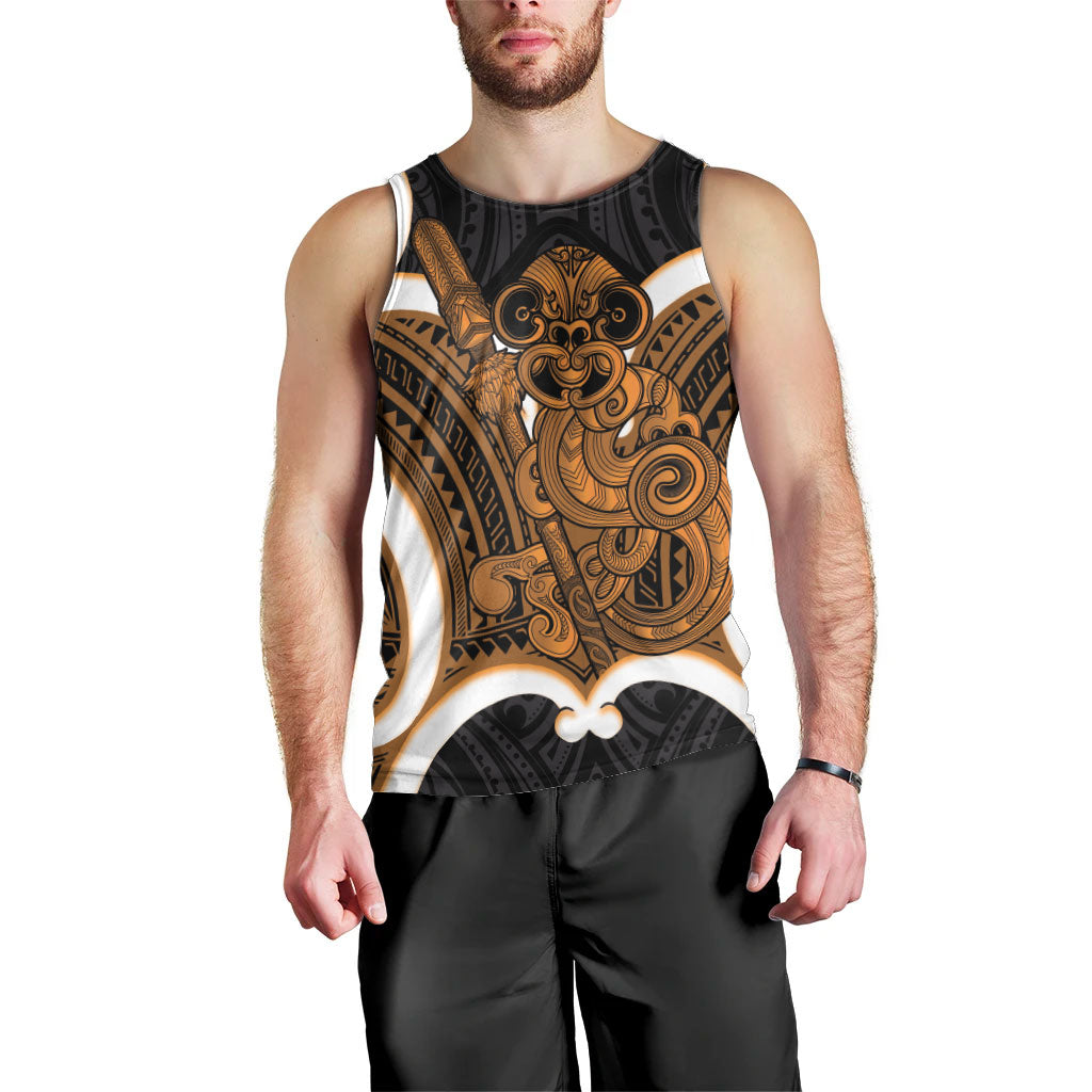 Karaka Aotearoa Atua Tumatauenga Personalised Men Tank Top Maori God Of War Tiki With Taiaha