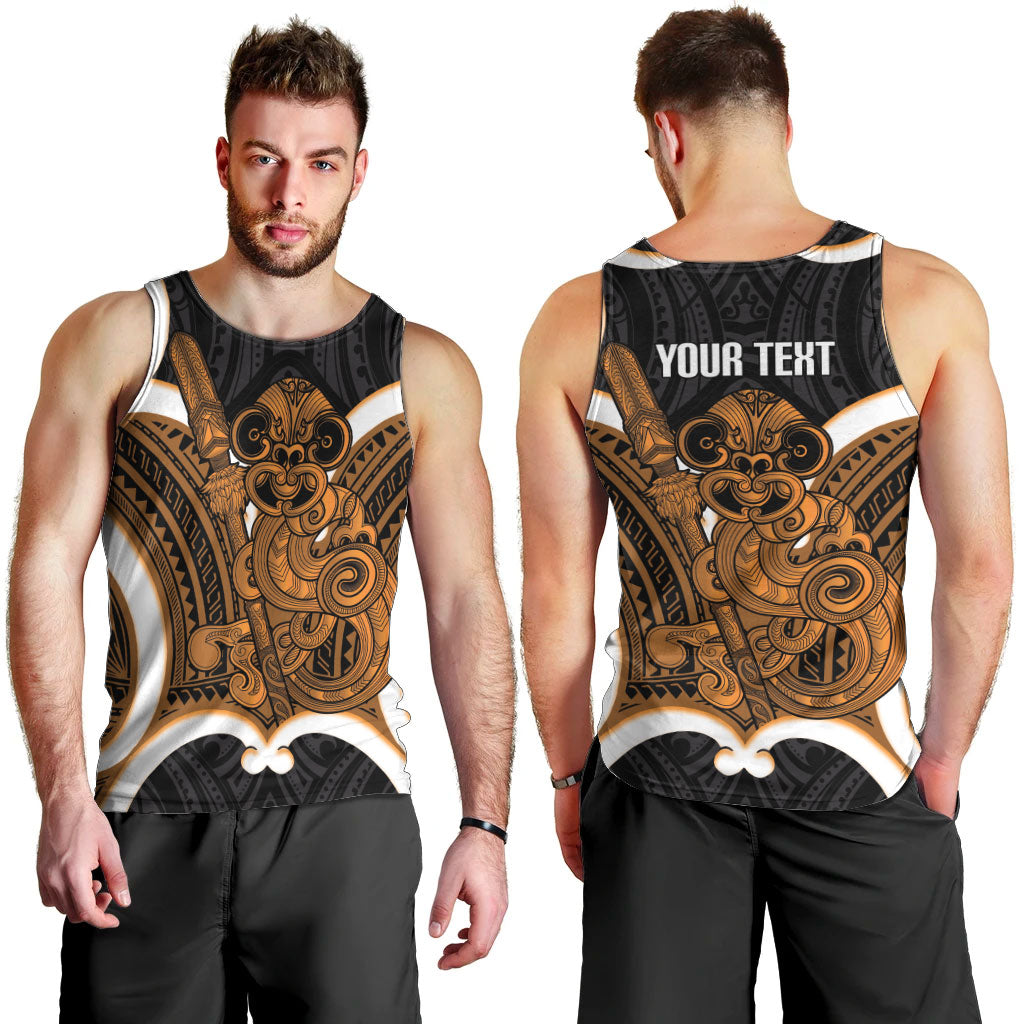 Karaka Aotearoa Atua Tumatauenga Personalised Men Tank Top Maori God Of War Tiki With Taiaha