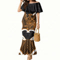 Karaka Aotearoa Atua Tumatauenga Personalised Mermaid Dress Maori God Of War Tiki With Taiaha