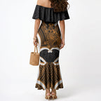 Karaka Aotearoa Atua Tumatauenga Personalised Mermaid Dress Maori God Of War Tiki With Taiaha