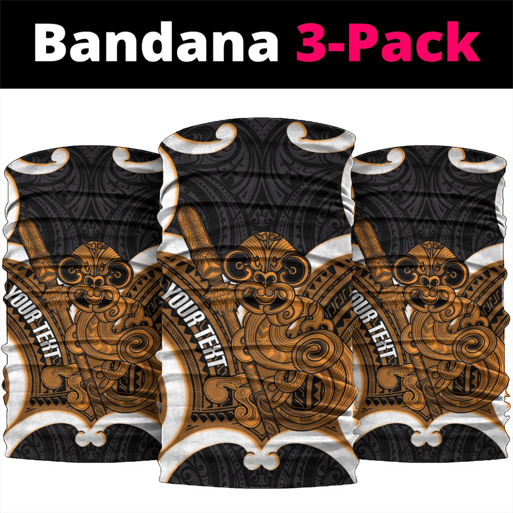 Karaka Aotearoa Atua Tumatauenga Personalised Neck Gaiter Maori God Of War Tiki With Taiaha