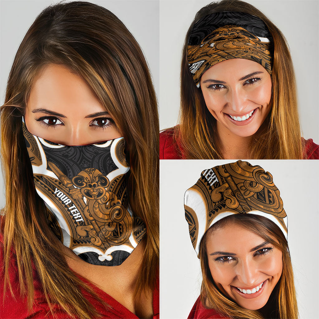 Karaka Aotearoa Atua Tumatauenga Personalised Neck Gaiter Maori God Of War Tiki With Taiaha