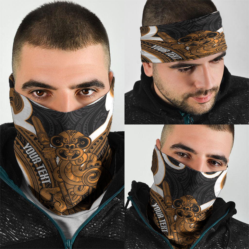 Karaka Aotearoa Atua Tumatauenga Personalised Neck Gaiter Maori God Of War Tiki With Taiaha