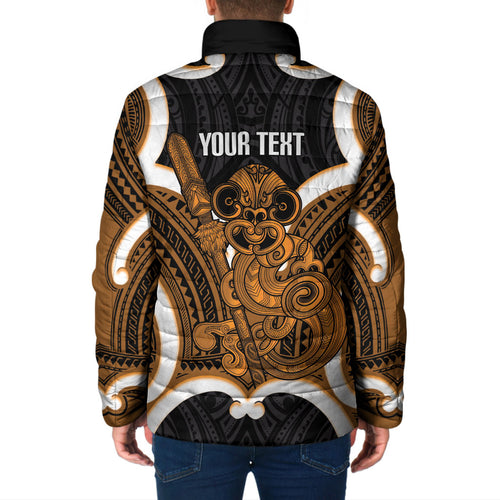 Karaka Aotearoa Atua Tumatauenga Personalised Padded Jacket Maori God Of War Tiki With Taiaha