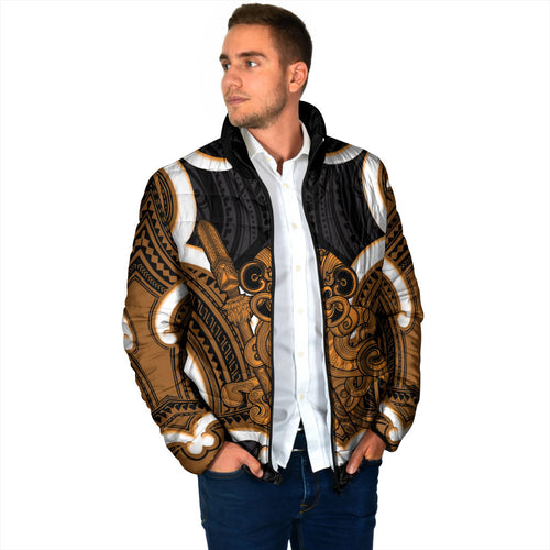 Karaka Aotearoa Atua Tumatauenga Personalised Padded Jacket Maori God Of War Tiki With Taiaha