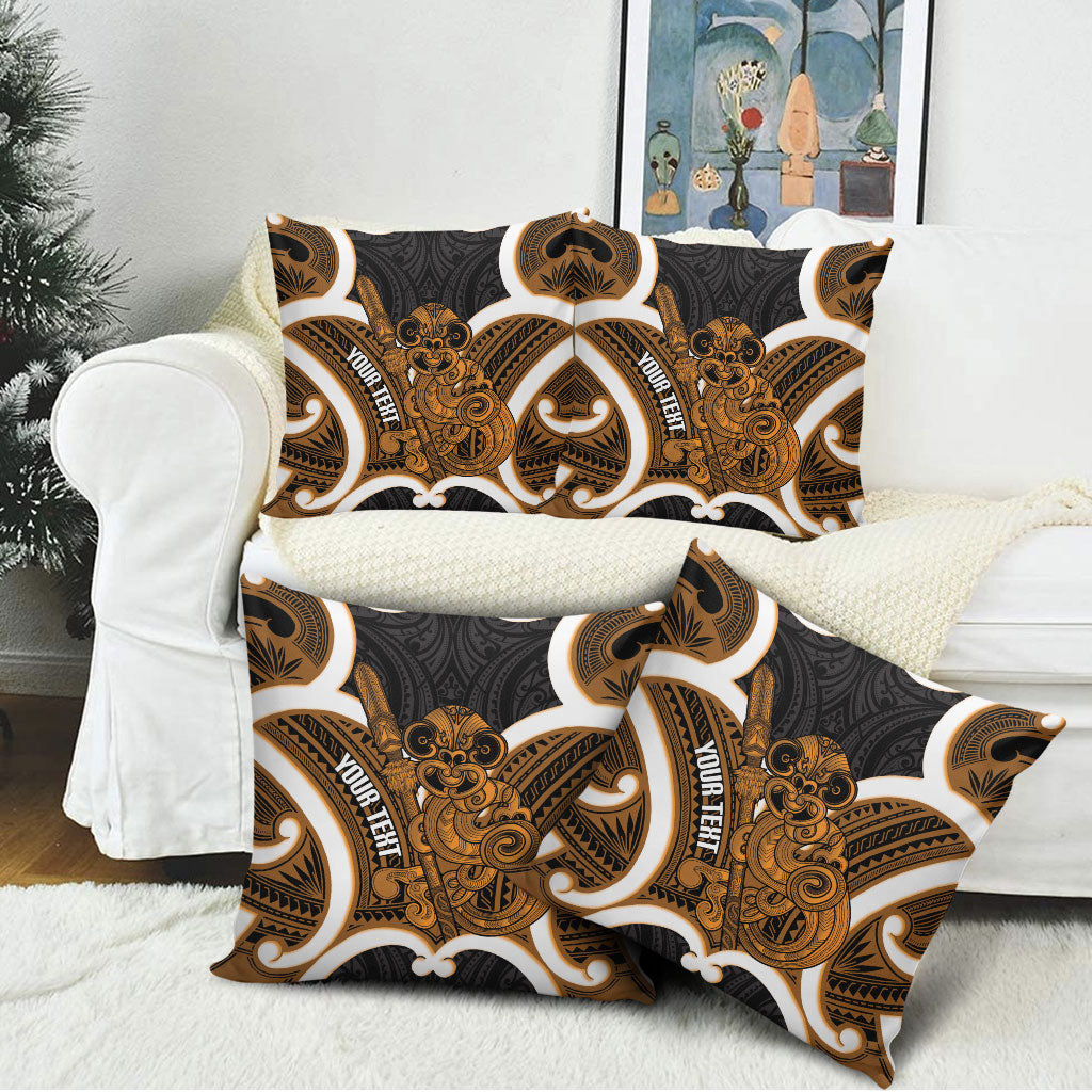 Karaka Aotearoa Atua Tumatauenga Personalised Pillow Cover Maori God Of War Tiki With Taiaha
