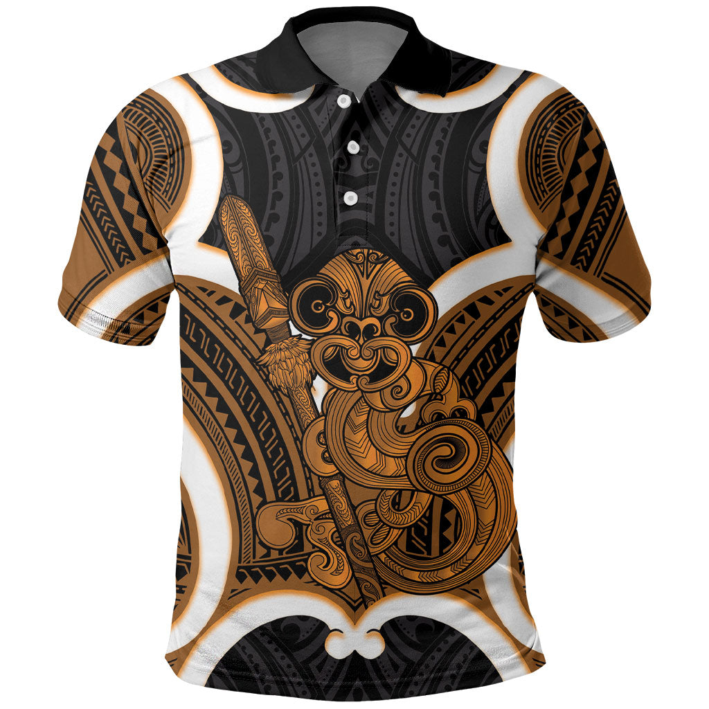 Karaka Aotearoa Atua Tumatauenga Personalised Polo Shirt Maori God Of War Tiki With Taiaha