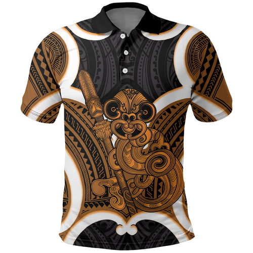 Karaka Aotearoa Atua Tumatauenga Personalised Polo Shirt Maori God Of War Tiki With Taiaha