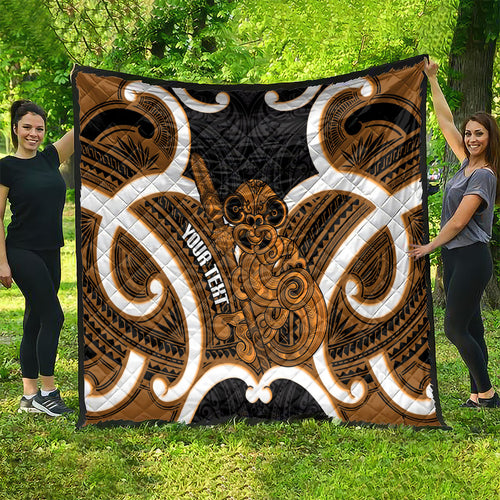 Karaka Aotearoa Atua Tumatauenga Personalised Quilt Maori God Of War Tiki With Taiaha