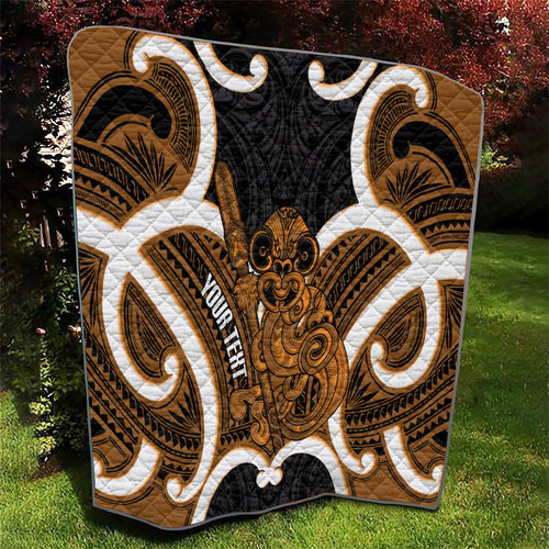 Karaka Aotearoa Atua Tumatauenga Personalised Quilt Maori God Of War Tiki With Taiaha