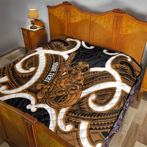 Karaka Aotearoa Atua Tumatauenga Personalised Quilt Maori God Of War Tiki With Taiaha