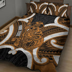 Karaka Aotearoa Atua Tumatauenga Personalised Quilt Bed Set Maori God Of War Tiki With Taiaha